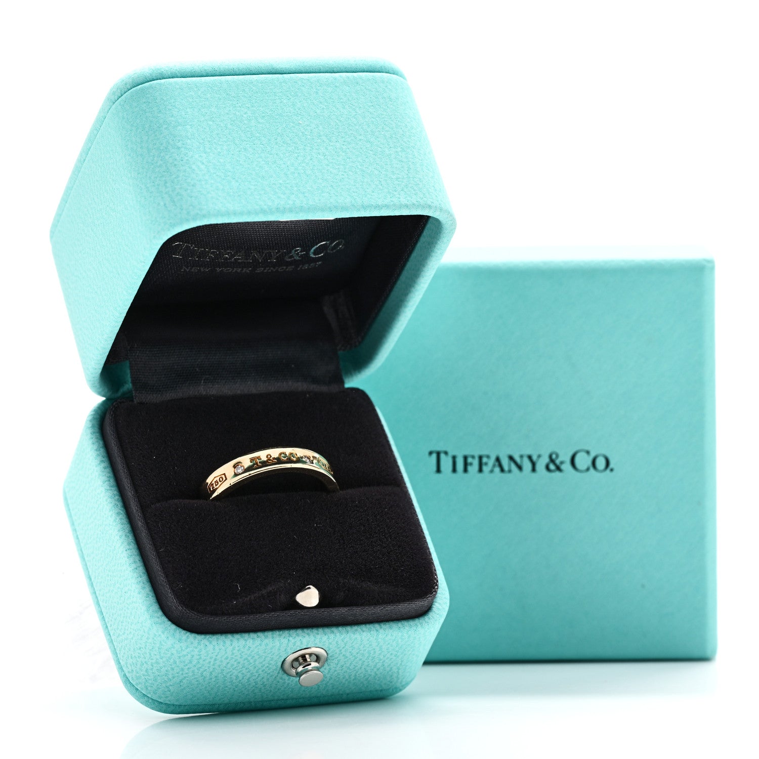 Tiffany 18K Yellow Gold Diamond Narrow 1837 Ring 56 7.5 5 of 5