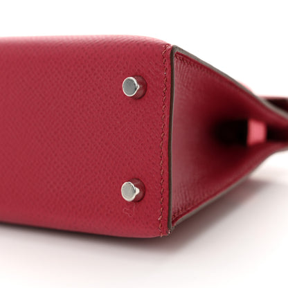 Hermes Epsom Tri-Color Mini Kelly Sellier 20 Rubis Rose Azalee Rouge H 10 of 11