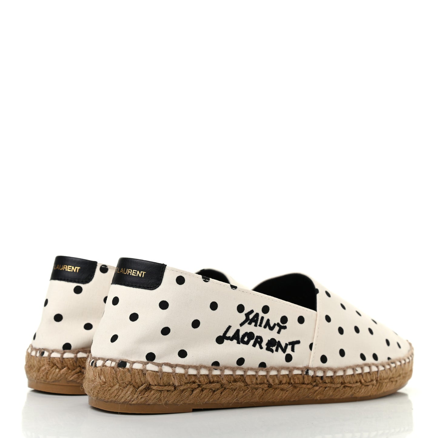 Canvas Nappa Polka Dot Elba Light Logo Embroidered Espadrilles 36.5 Cream Black
