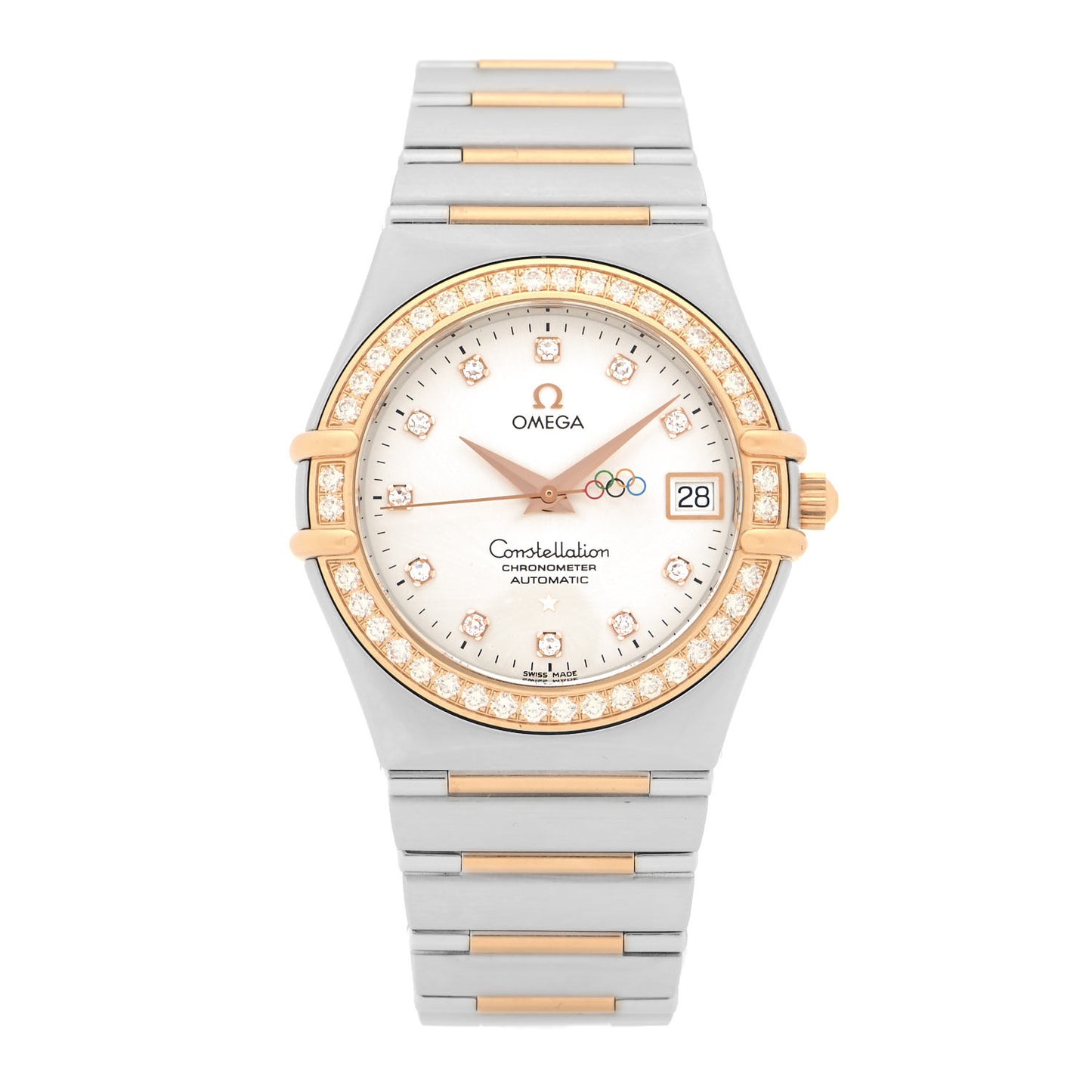 Stainless Steel 18K Yellow Gold Diamond Bezel 35mm Constellation Olympic Automatic Watch 111.25.36.10.52.002