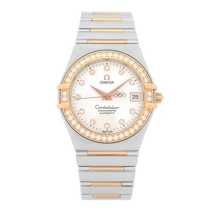 Omega Stainless Steel 18K Yellow Gold Diamond Bezel 35mm Constellation Olympic Automatic Watch 111.25.36.10.52.002 1 of 5