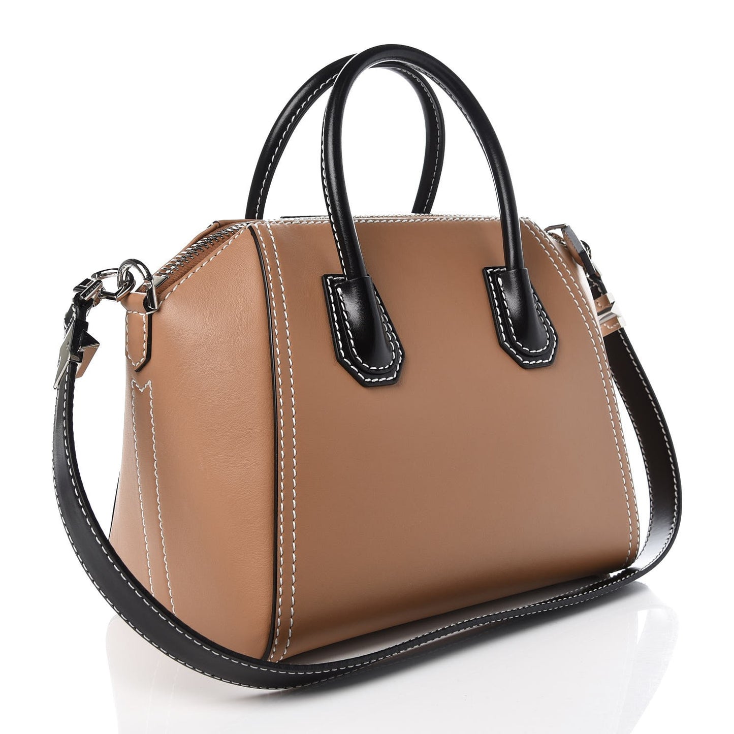 Calfskin Small Topstitch Bi-Color Antigona Beige Black
