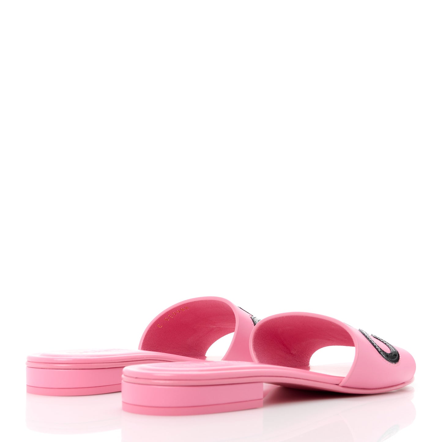 Calfskin Patent Calfskin Logo Mules 39 Pink Black