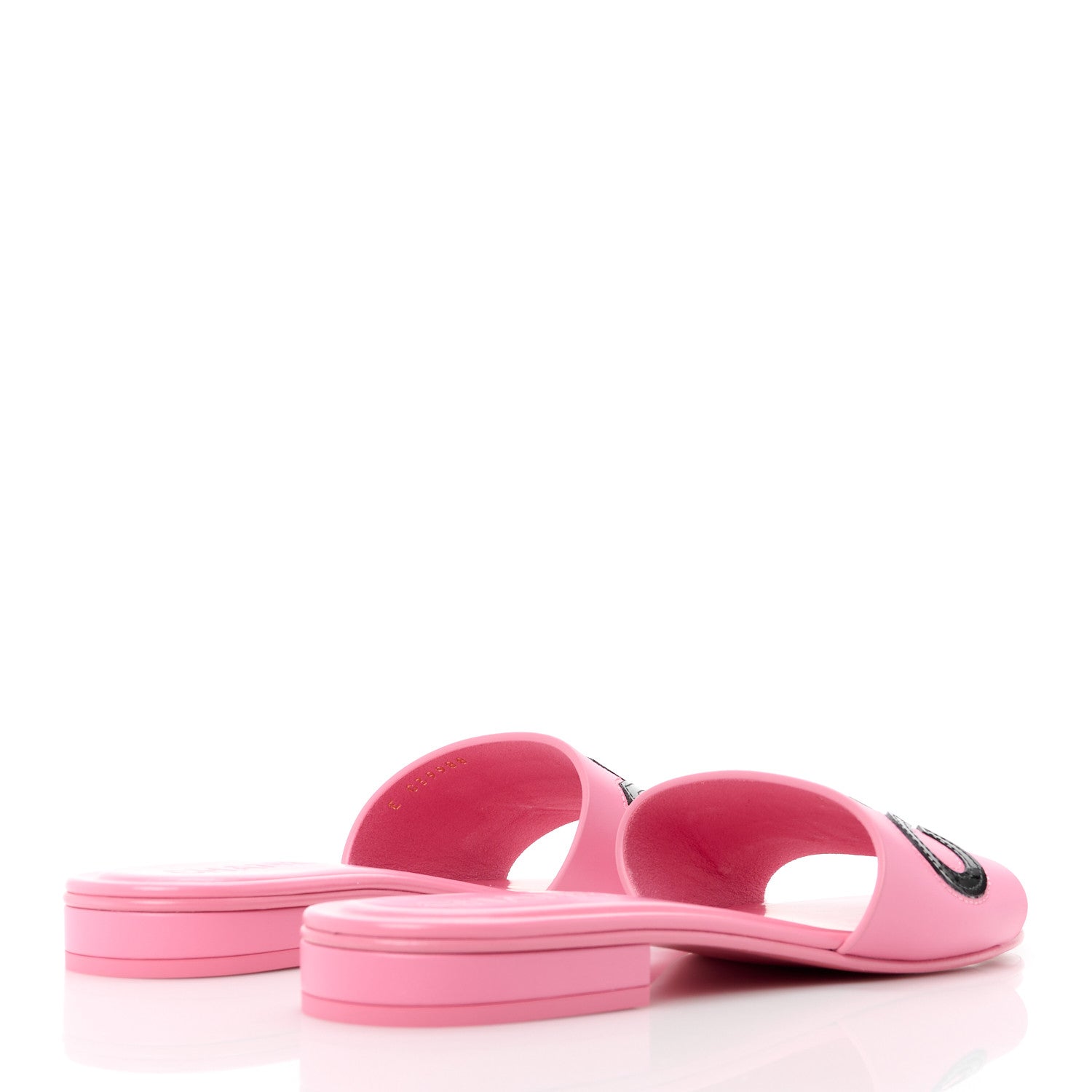 Chanel Calfskin Patent Calfskin Logo Mules 39 Pink Black 4 of 8