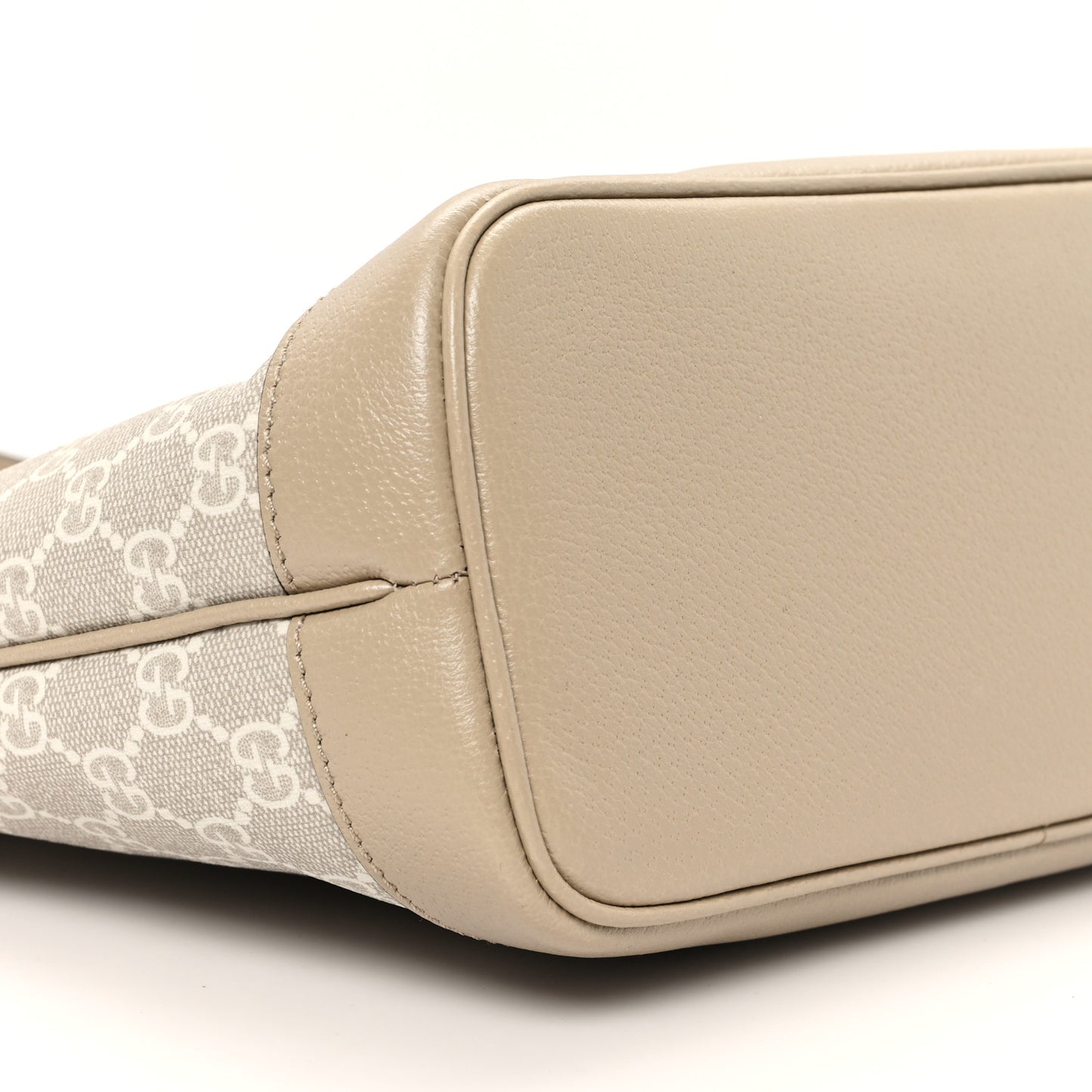 GG Supreme Monogram Textured Dollar Calfskin Web Small Ophidia Tote Beige Mystic White Oatmeal