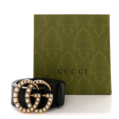 Gucci Moon Calfskin Pearl Double G 40mm Belt 90 36 Black Cream 6 of 6