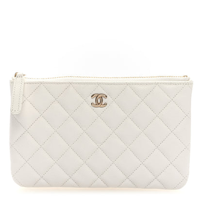 Chanel Caviar Quilted Cosmetic Case White 1 of 7