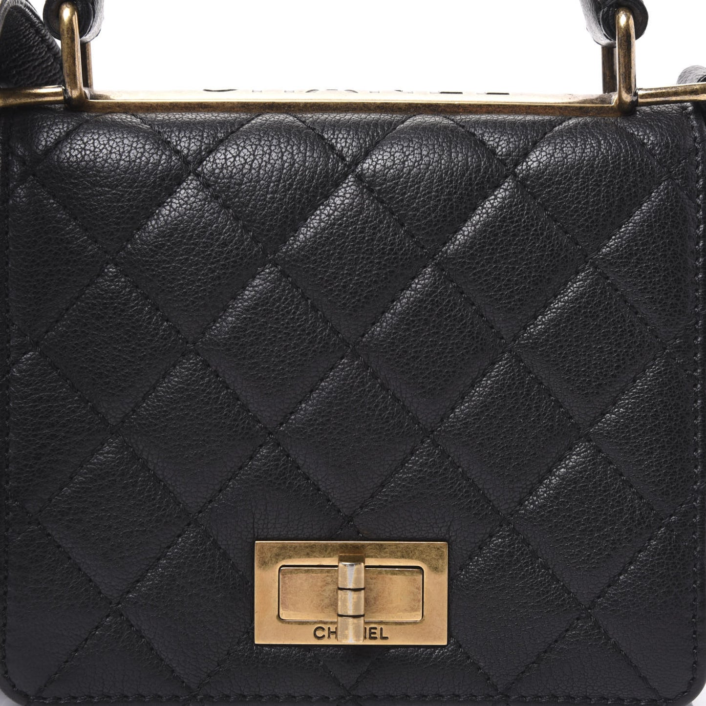 Goatskin Quilted Small Rita Top Handle Flap Black