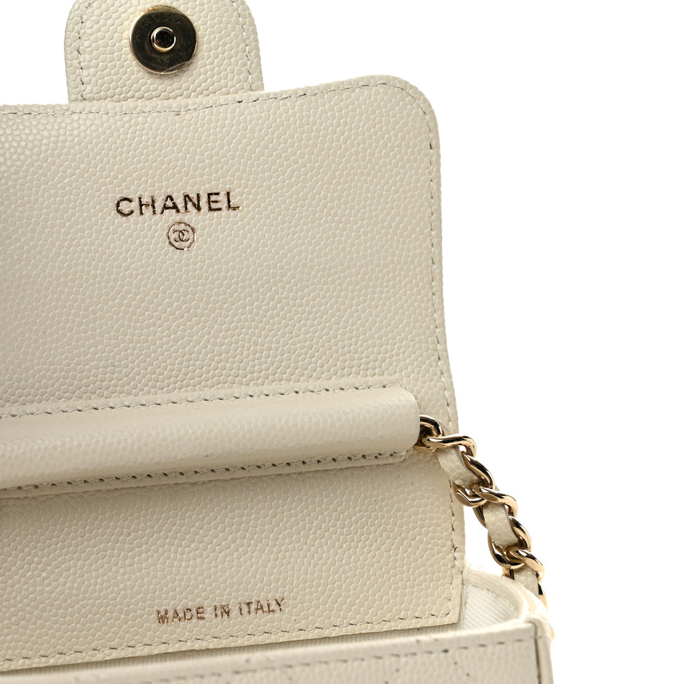 Chanel Caviar Quilted Mini Chain Belt Bag White 1996646 – FASHIONPHILE