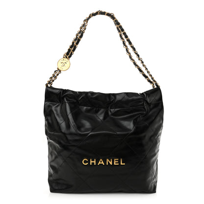 Chanel Shiny Calfskin Quilted Small Chanel 22 Black 1 of 12