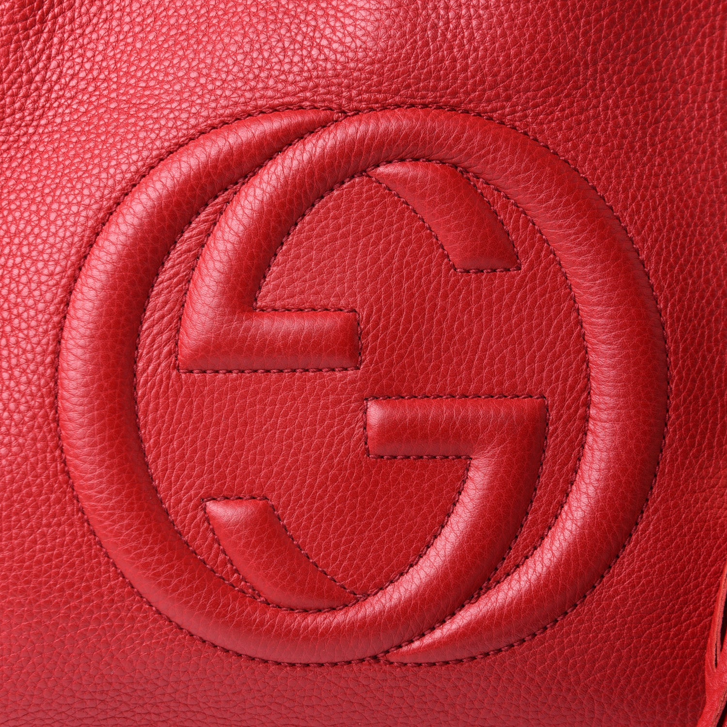 Gucci Pebbled Calfskin Medium Soho Chain Shoulder Bag Tabasco Red 9 of 14