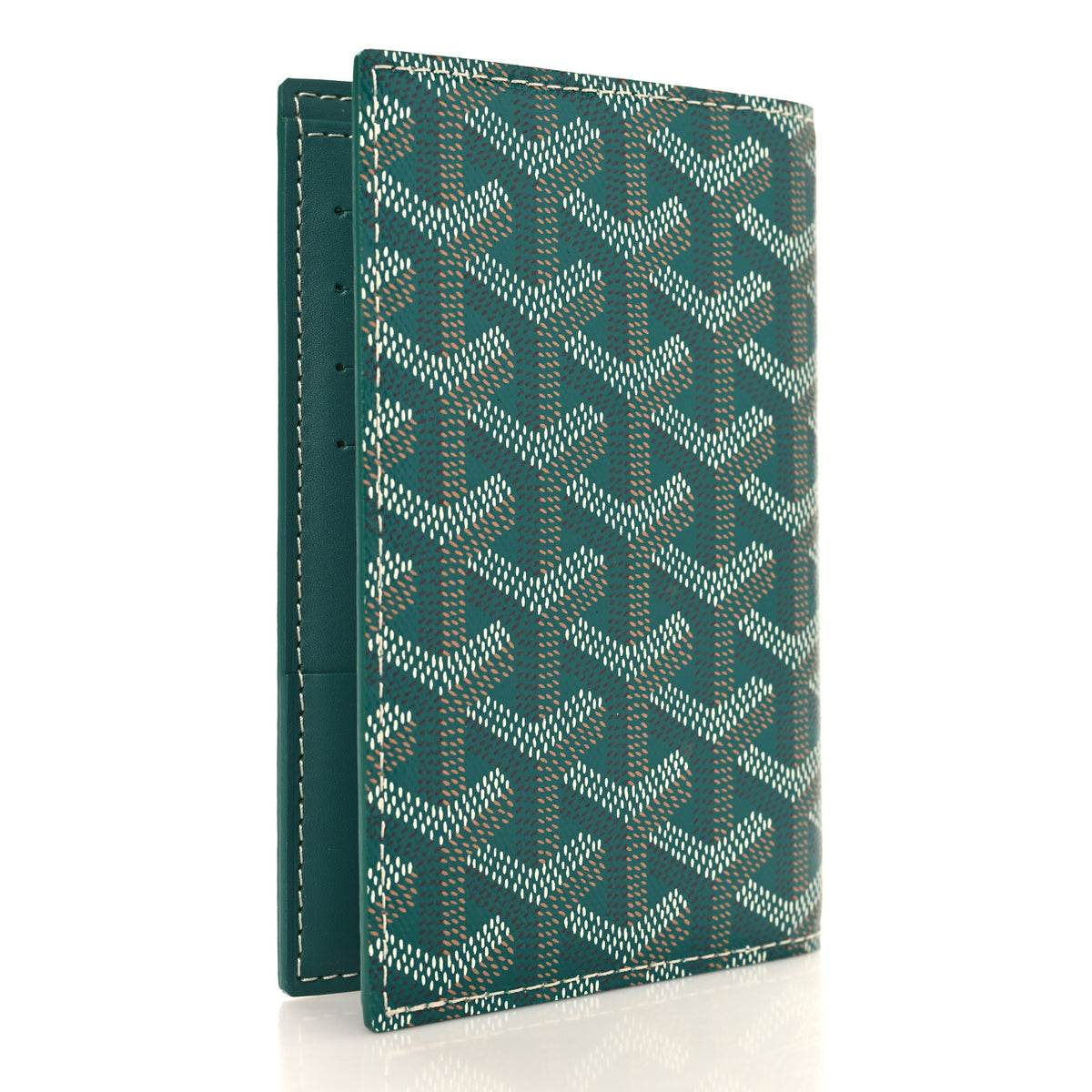 Goyardine Grenelle Passport Wallet Green