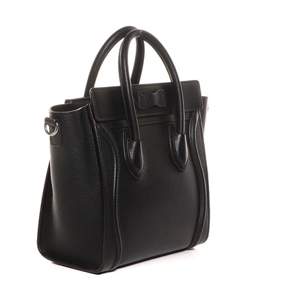 Celine Drummed Calfskin Nano Luggage Black 3 of 7