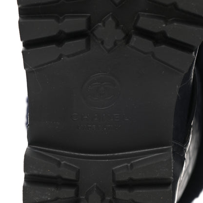 Chanel Knit Calfskin Quilted Short Biker Boots 40 Navy 6 of 8