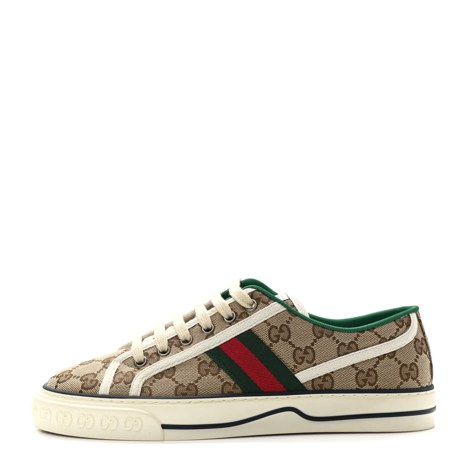 Gucci GG Monogram Web Womens 1977 Tennis Sneakers 39 Beige Ebony Mystic White 1 of 9