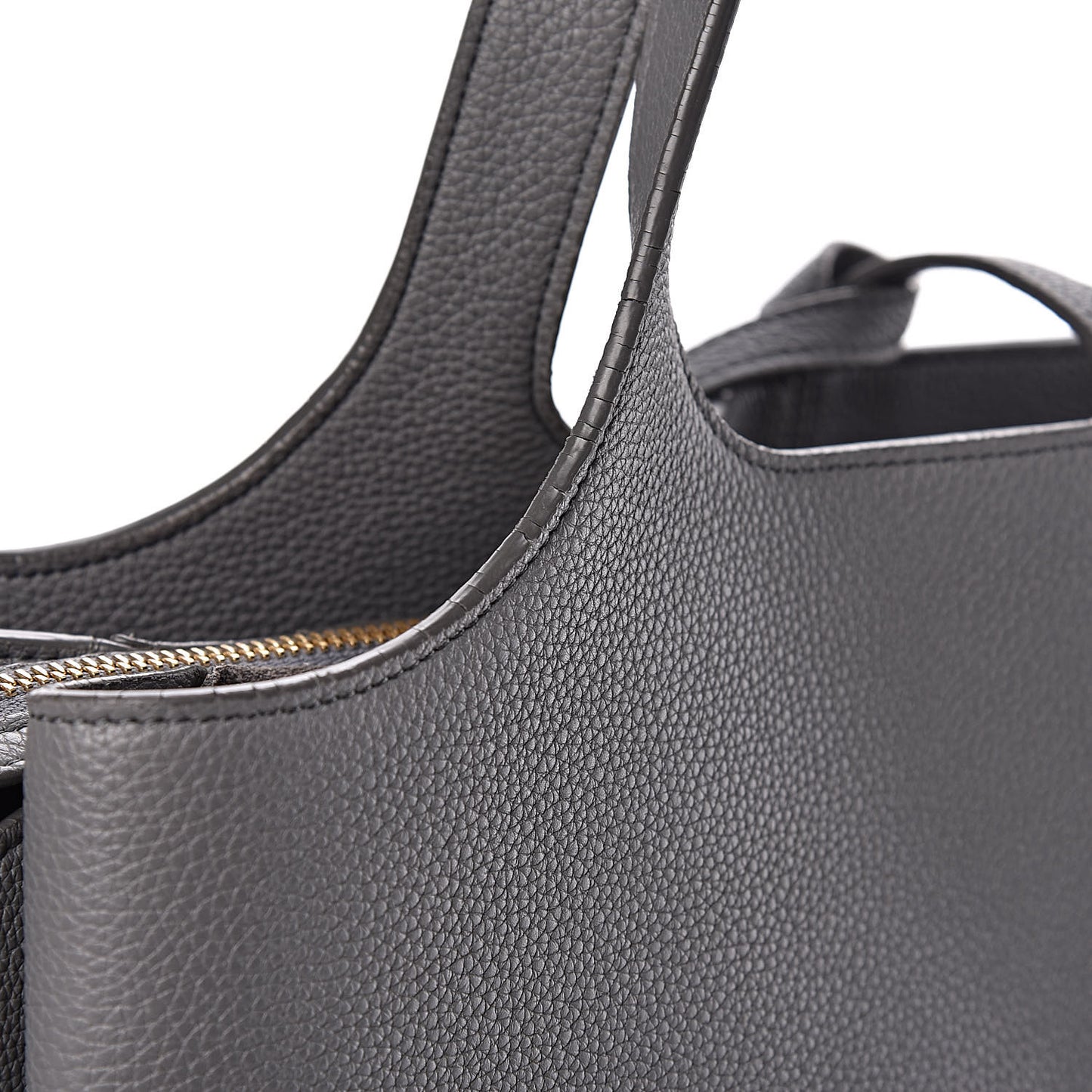 Baby Grained Calfskin Medium Tri-Fold Bag Grey