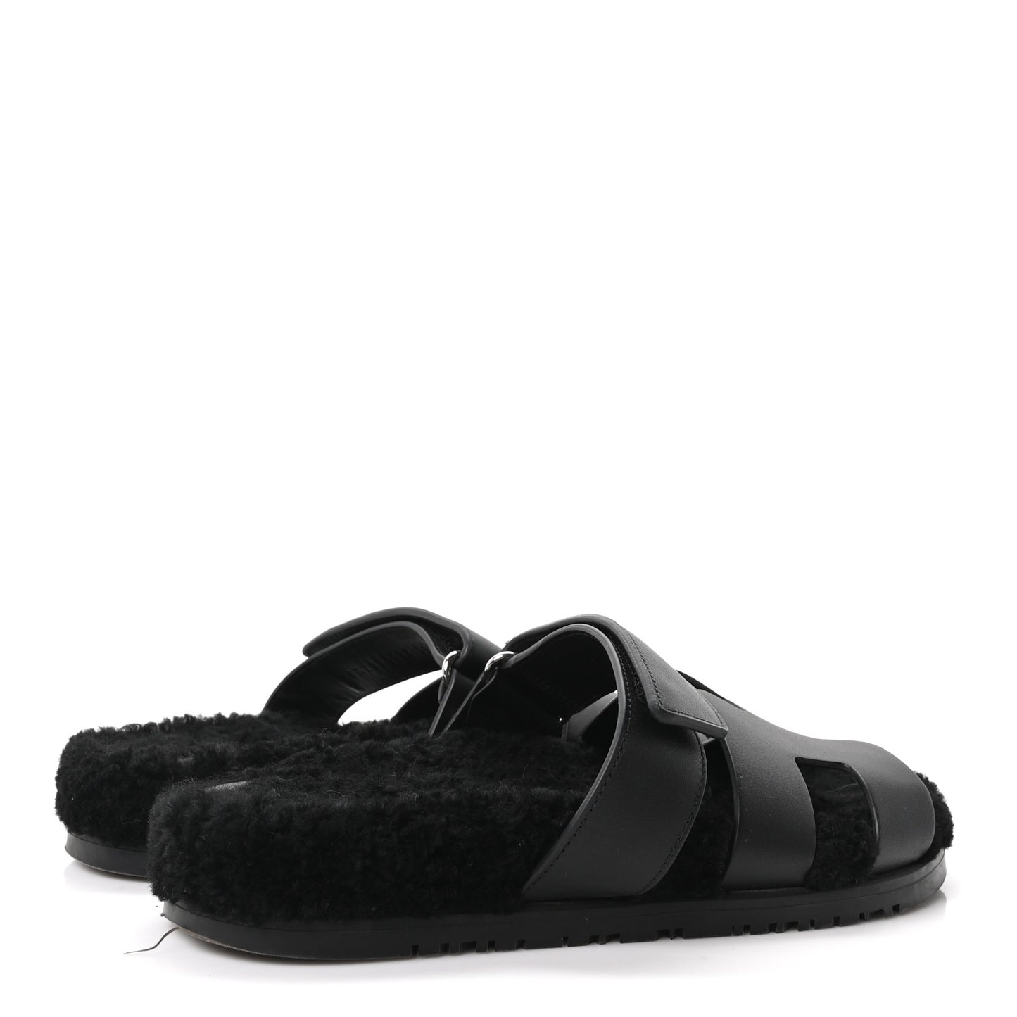 Calfskin Woolskin Womens Chypre Sandals 39 Black