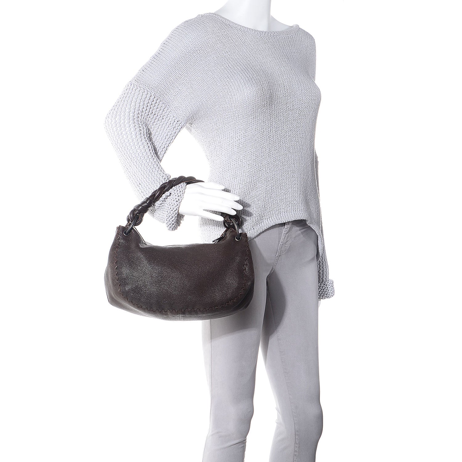 Bottega Veneta Goatskin Braided Zip Hobo Moro 2 of 8