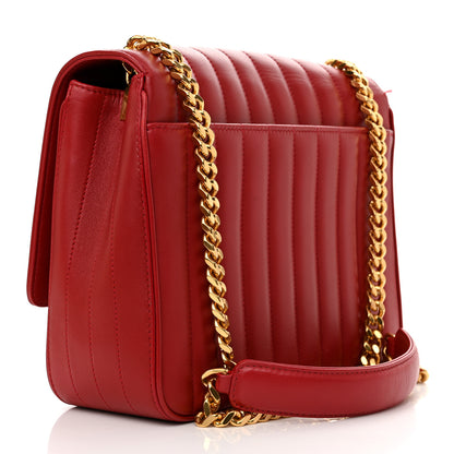 Saint Laurent Lambskin Matelasse Monogram Large Vicky Chain Bag Rouge Eros 3 of 12