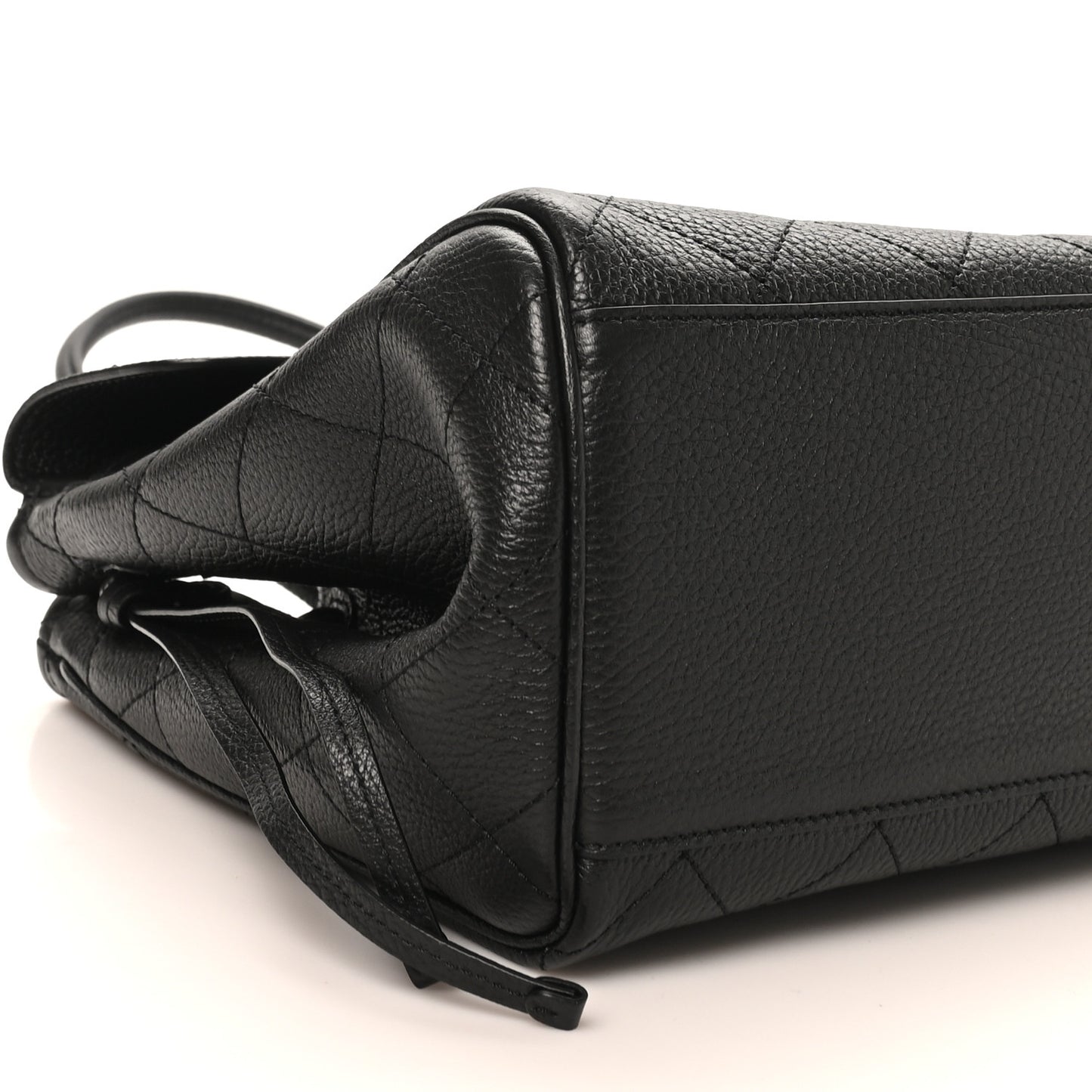 Grained Calfskin Stitched Urban Essentials Large Shopping Bag Black