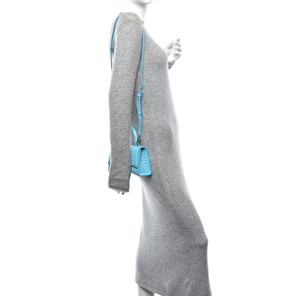 Balenciaga Shiny Calfskin Crocodile Embossed Hourglass Top Handle Bag XS Turquoise 2 of 11