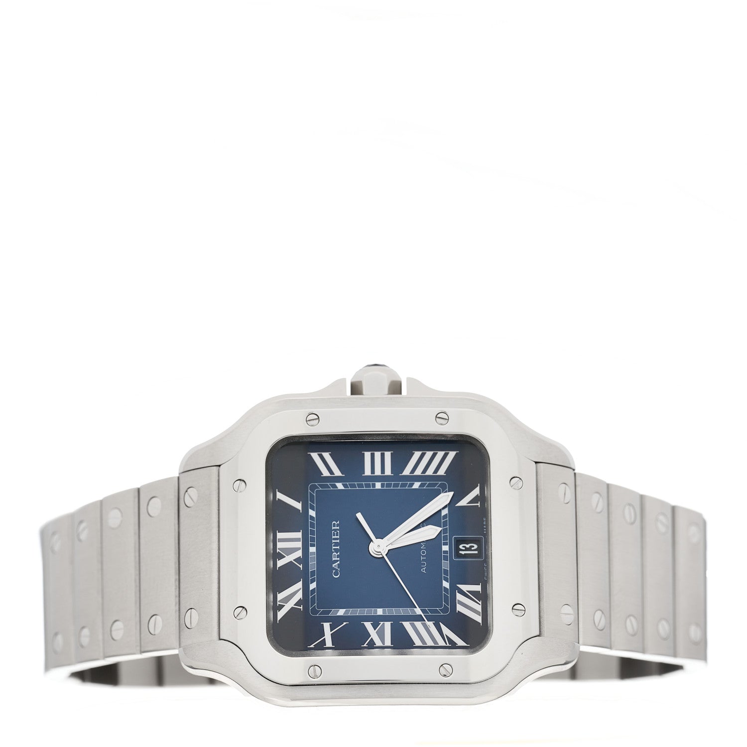 Cartier Stainless Steel 39.8mm Santos De Cartier Automatic Watch Blue 2 of 5