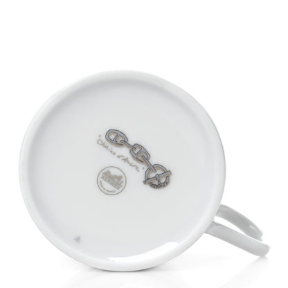 Hermes Porcelain Platinum Chaine d'Ancre Tea Cup and Saucer Set of 2 5 of 11