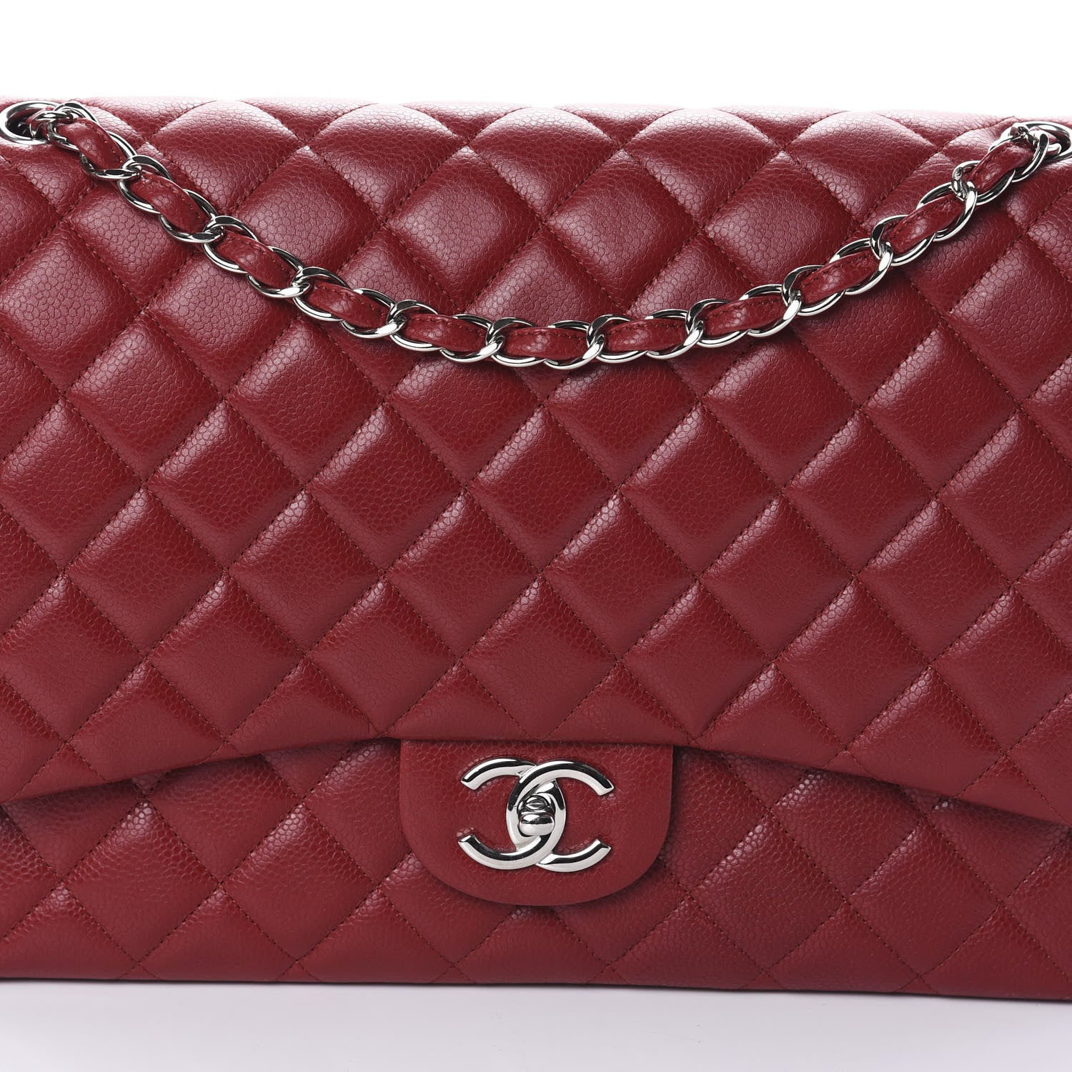 Chanel Caviar Quilted Maxi Double Flap Red 8 of 10