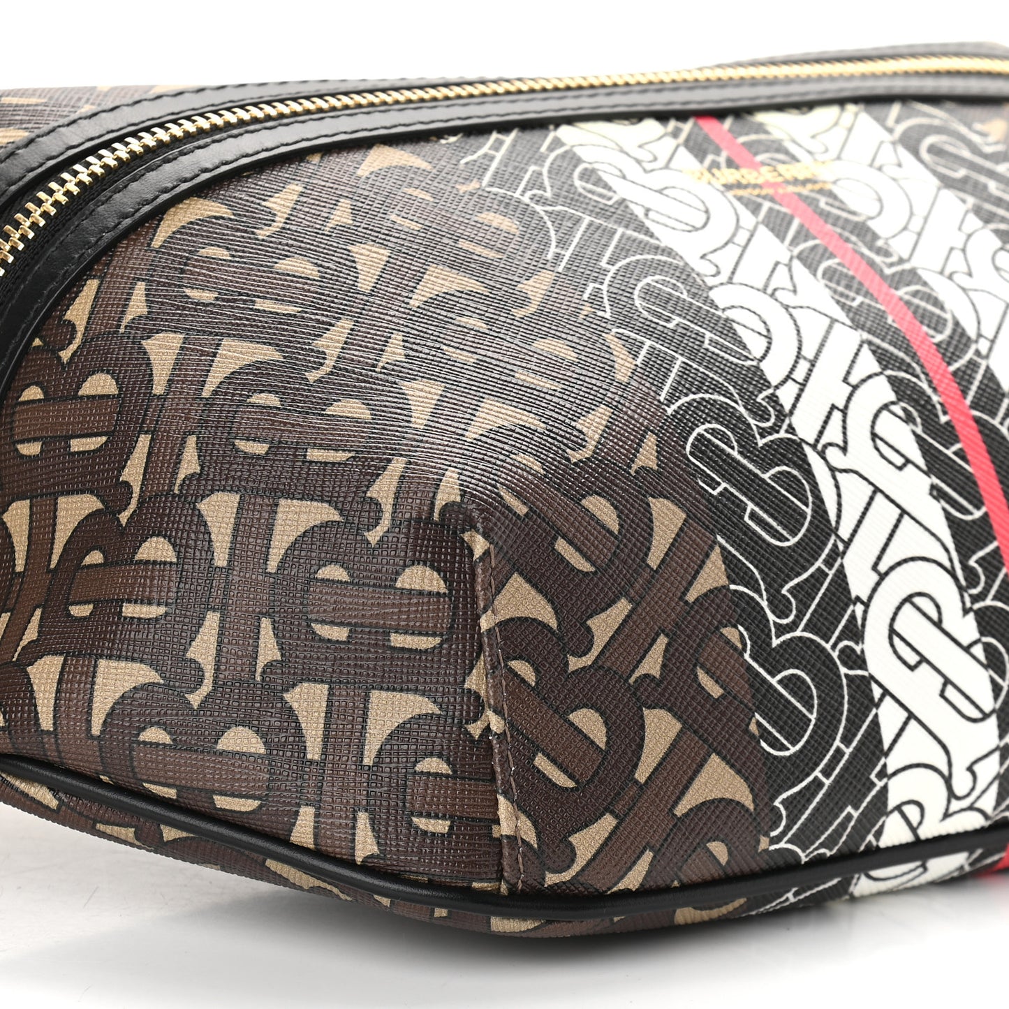 E-Canvas Monogram Stripe Medium Sonny Bum Bag Bridle Brown