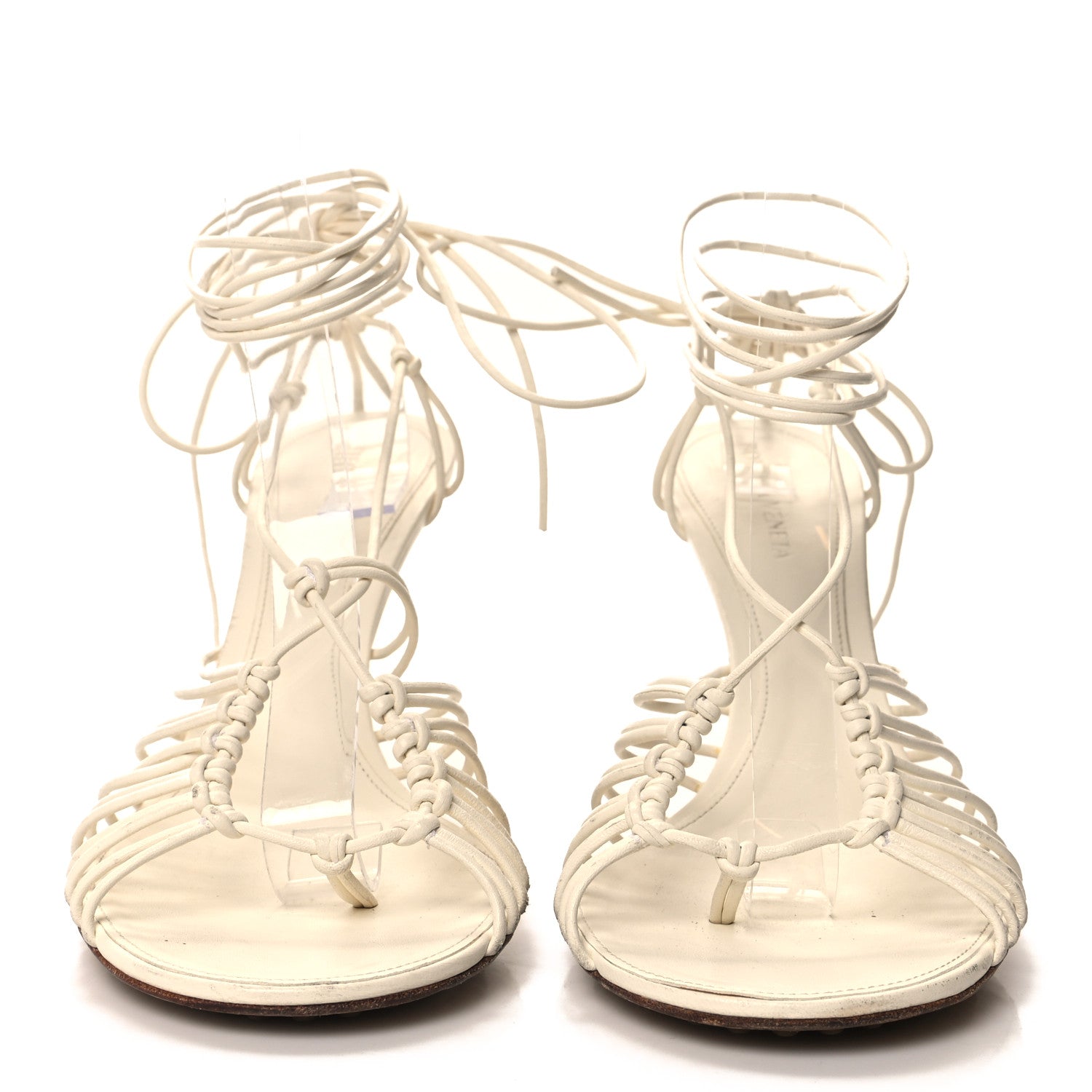 Bottega Veneta Nappa Dot Ankle Tie Sandals 39 White 2 of 9
