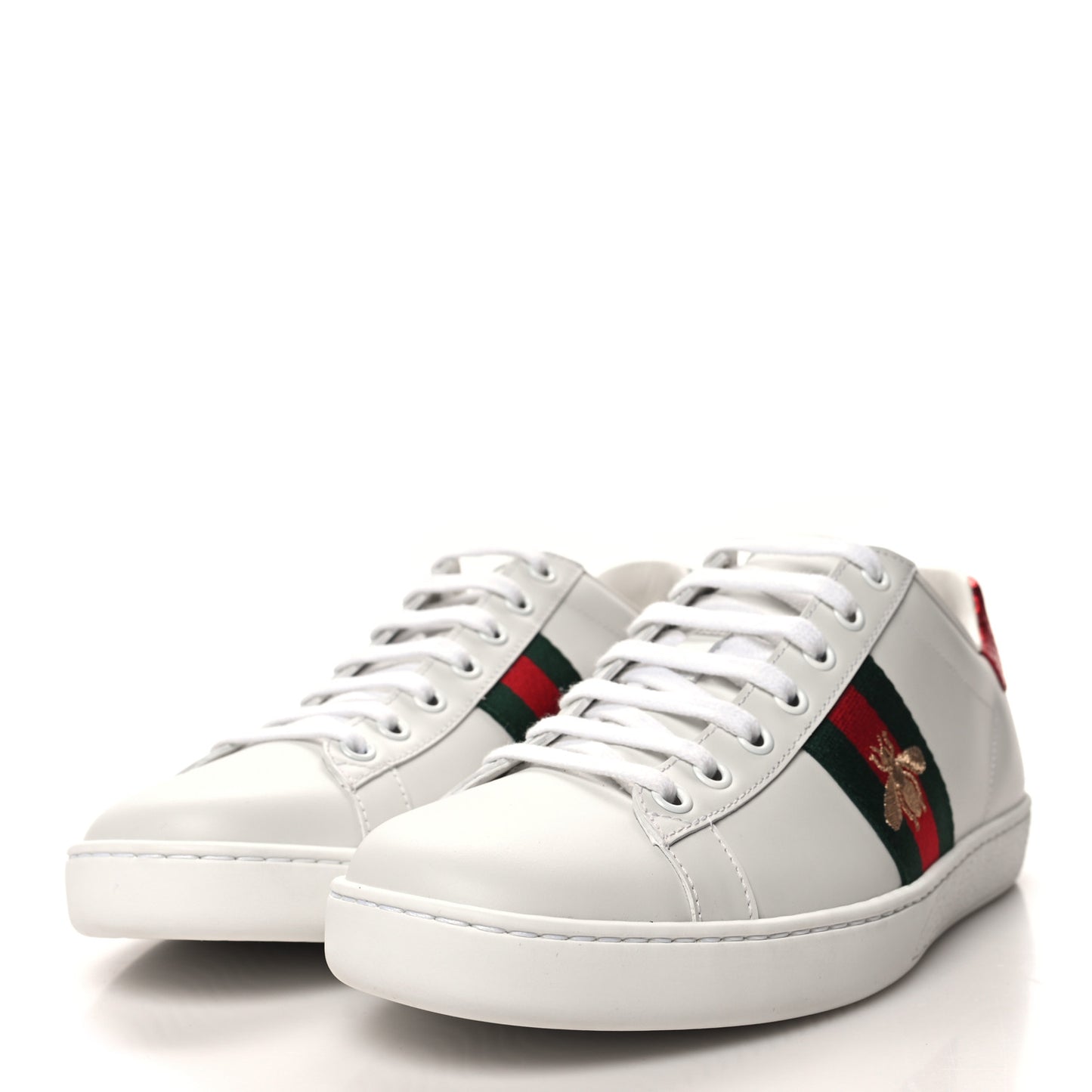 Calfskin Ayers Bee Embroidered Womens Ace Sneakers 39 White Green