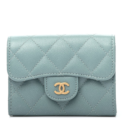 Chanel Iridescent Caviar Quilted Flap Card Holder Wallet Light Blue 2 of 14
