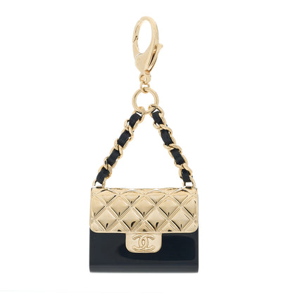 Chanel Metal Resin Lambskin Quilted Minaudiere Keychain Golden Black 1 of 5