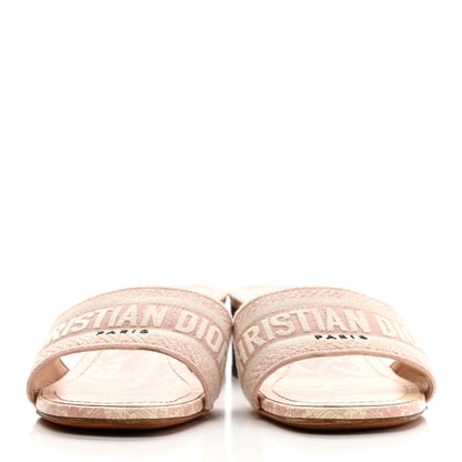 Christian Dior Cotton Toile De Jouy Embroidered Dway 50mm Slide Sandals 37.5 Light Pink 2 of 10