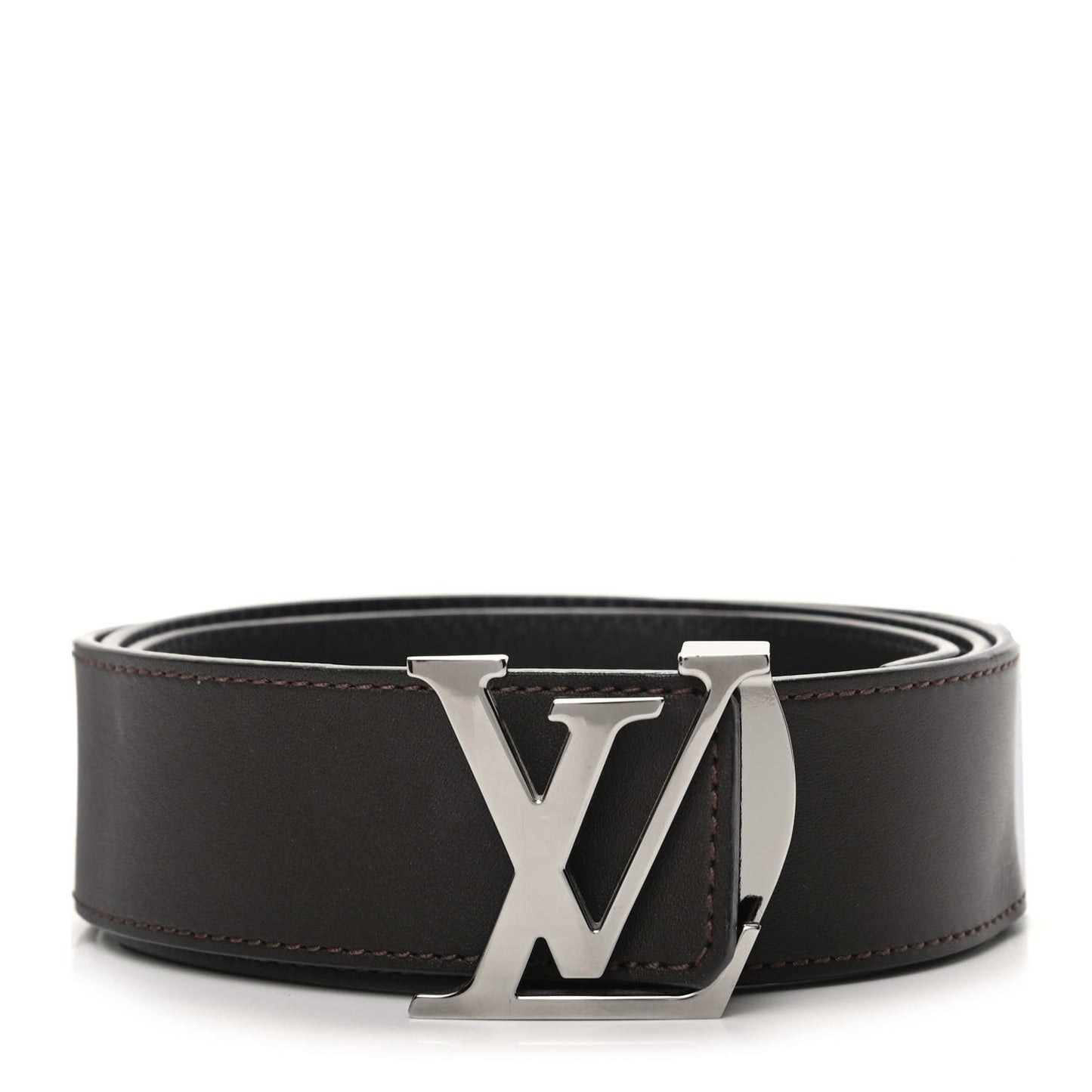 Calfskin 40mm LV Initiales Belt 100 40 Dark Brown Black