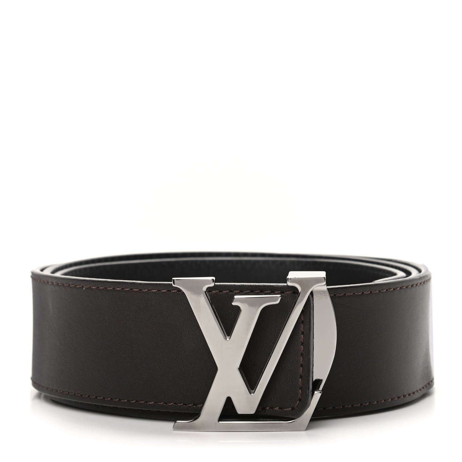 Louis Vuitton Calfskin 40mm LV Initiales Belt 100 40 Dark Brown Black 1 of 3