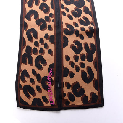 Louis Vuitton Silk Leopard Bandeau Scarf Marron 2 of 5