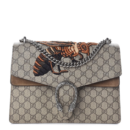 Gucci GG Supreme Monogram Bee Embroidered Medium Dionysus Shoulder Bag Taupe 1 of 10