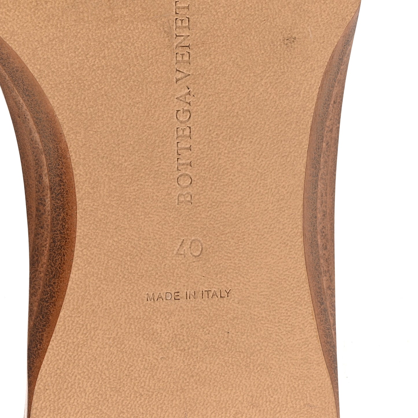 Laminated Nappa Intrecciato Squared Toe Flat Sandals 40 Gold Peach
