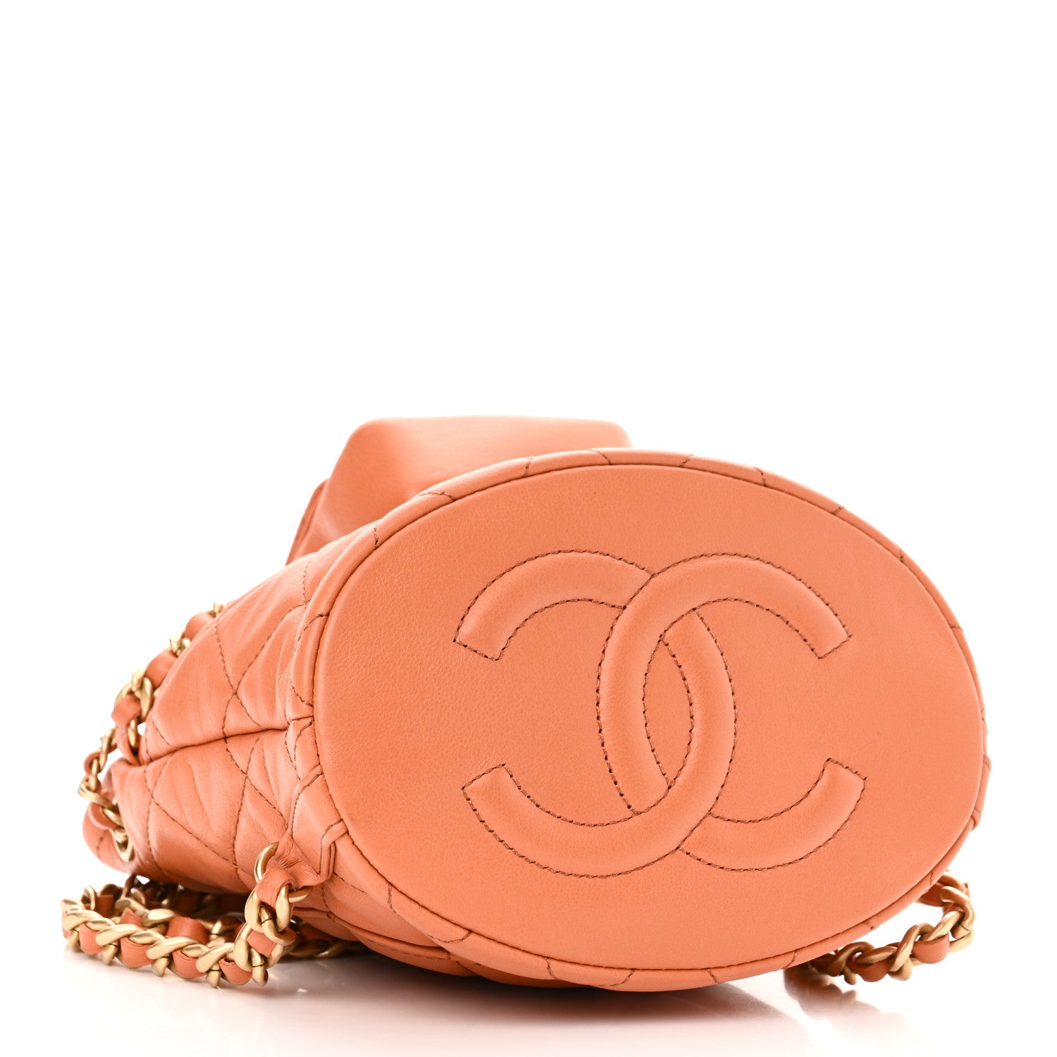 Chanel Calfskin Quilted Small CC Chain Bucket Backpack Orange 4 of 10