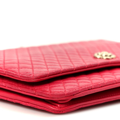 Chanel Lambskin Micro Quilted Wallet On Chain WOC Fuchsia 9 of 10