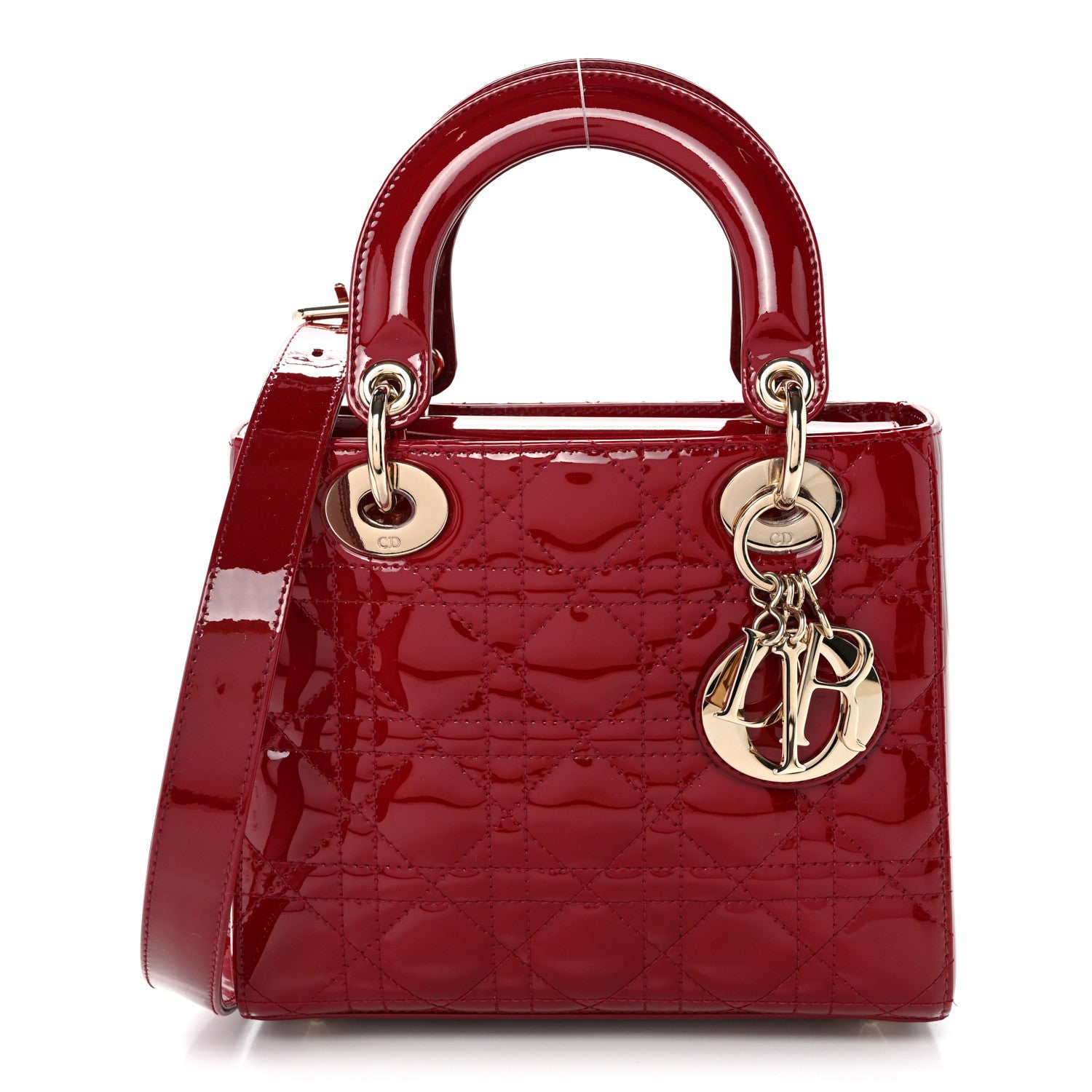 Christian Dior Patent Cannage Small Lady Dior Cherry Red 1 of 9