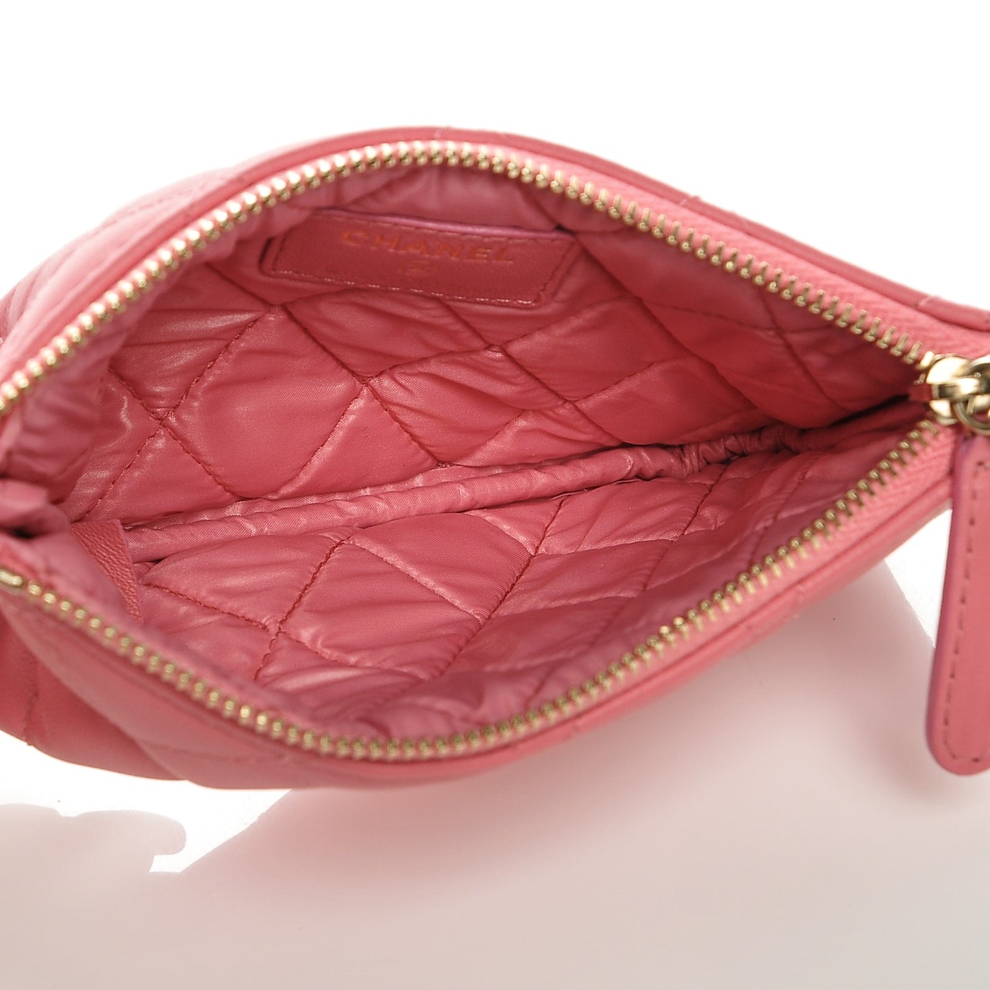 Lambskin Quilted Small Casino Cosmetic Case Pink
