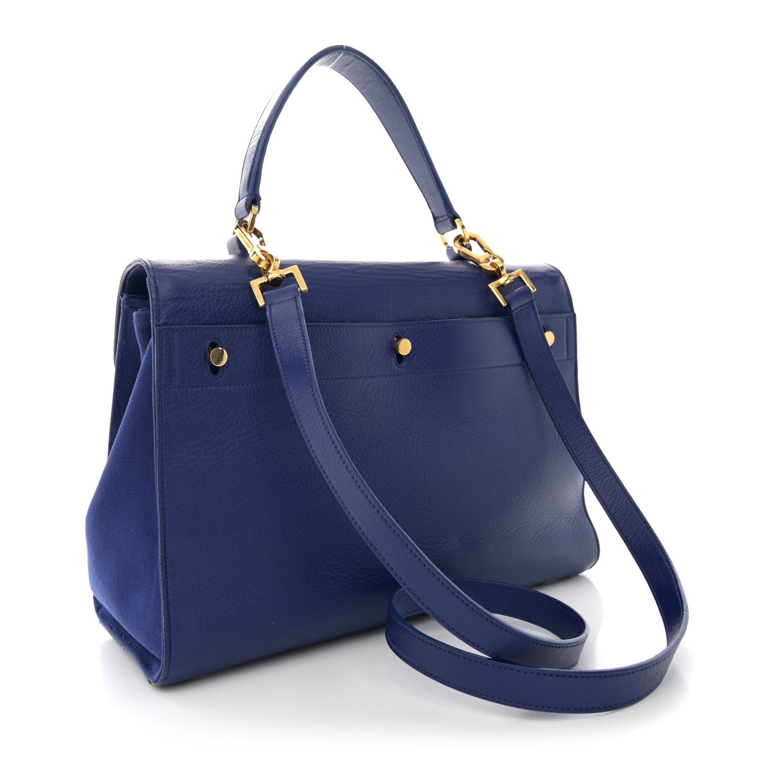 Saint Laurent Calfskin Canvas Medium Muse Two Blue 3 of 13