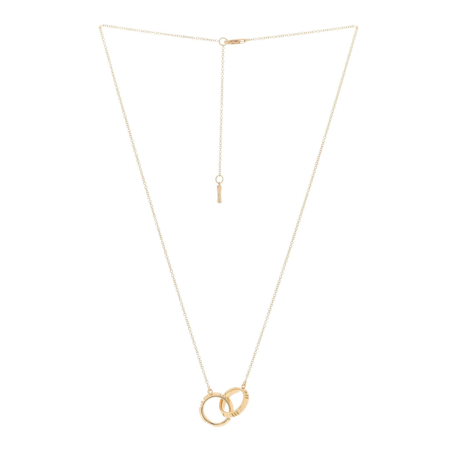 Tiffany 18K Yellow Gold Interlocking Atlas Open Pendant Necklace 3 of 8