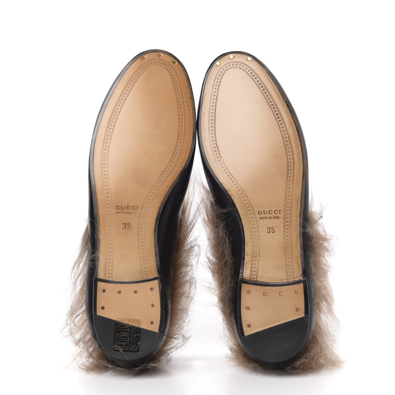 Gucci Malaga Kid Fur Womens Jordaan Loafers 35 Black Natural 5 of 8