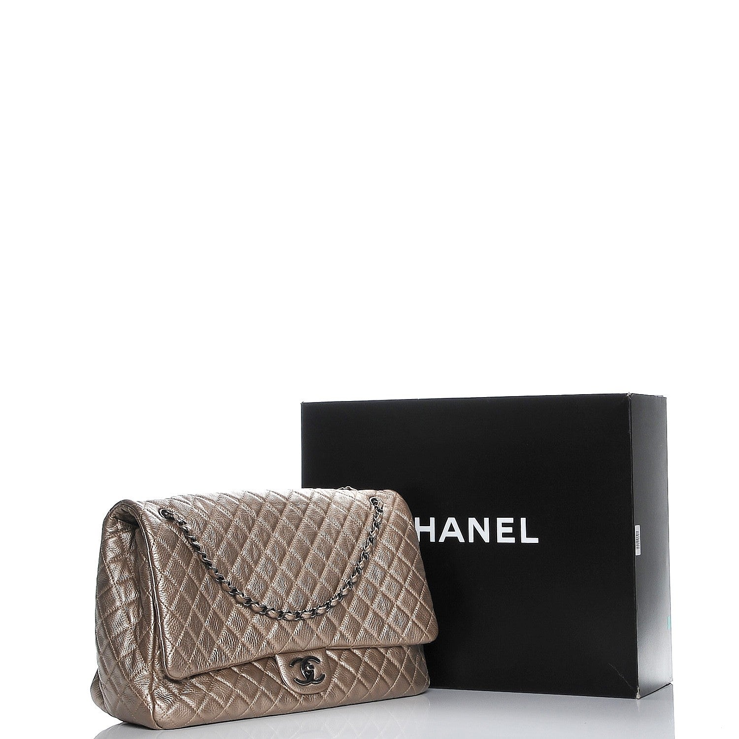 Chanel Metallic Calfskin Quilted XXL Travel Flap Bag Gold 8 of 8