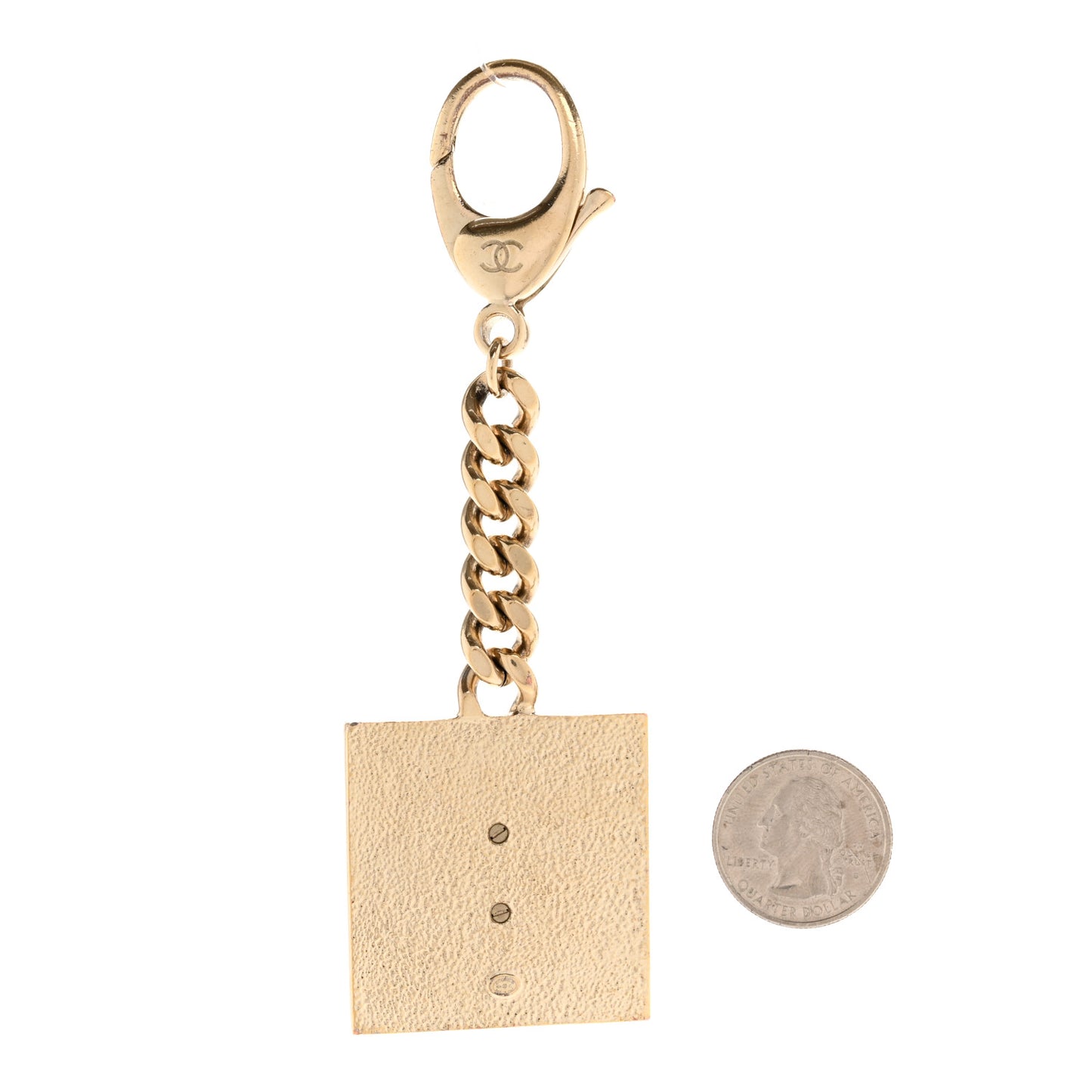 Metal Enamel CC Key Chain Charm Gold