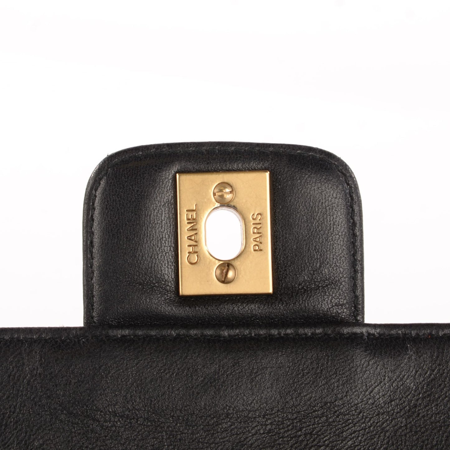Lambskin Contrast Stitch Medium Single Flap Black