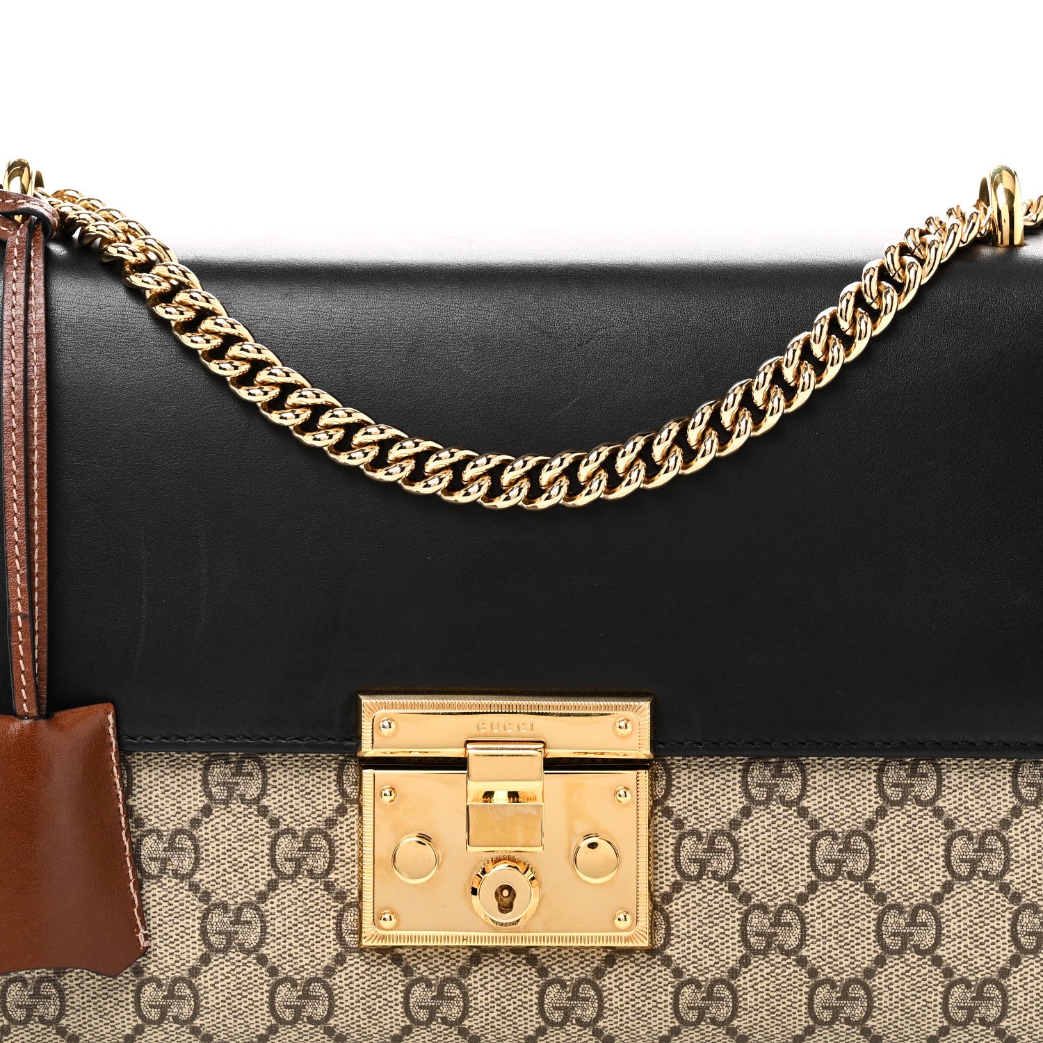 Gucci GG Supreme Monogram Calfskin Medium Padlock Shoulder Bag Beige Black Cuir 8 of 10